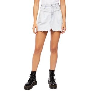Free People size 27 Silver Lake Denim Side Car Distressed Raw Hem Mini Skirt